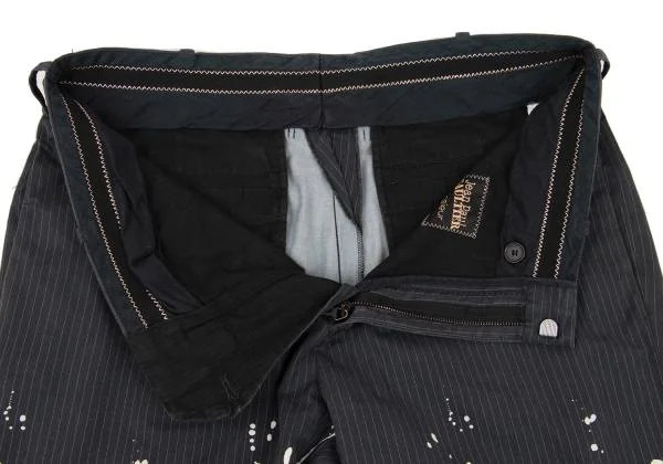ジャンポールゴルチエ ムッシュJean Paul GAULTIER monsieur コットンストライプペイントパンツ 紺白46 K-129770_004