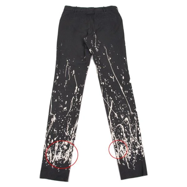ジャンポールゴルチエ ムッシュJean Paul GAULTIER monsieur コットンストライプペイントパンツ 紺白46 K-129770_012