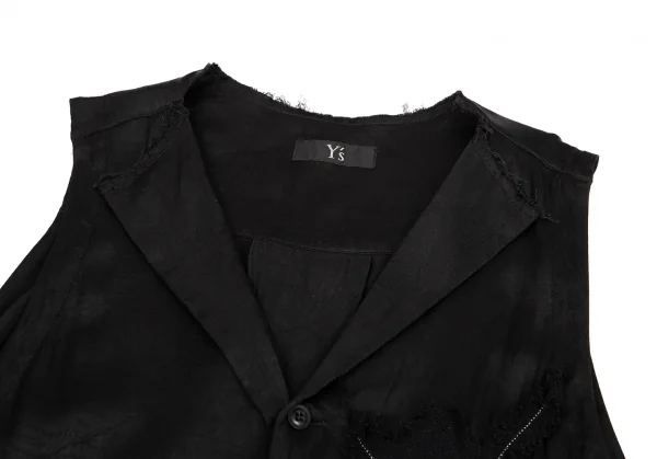 ワイズY's パッチワークレーヨンノースリーブロングシャツワンピース 黒2 K-129823_004
