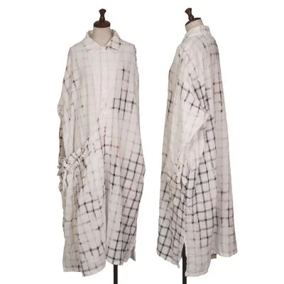Y's Discharge Dyed Check Drawstring Shirt Dress