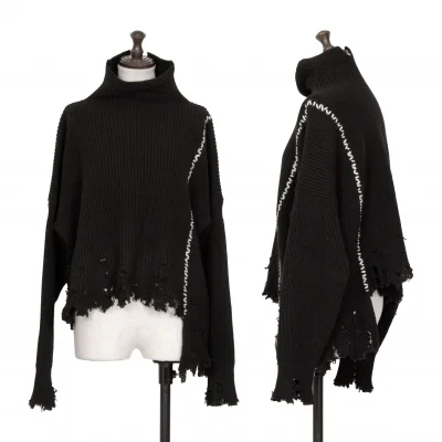 Y's Stitched Damaged Design Knit Sweater
