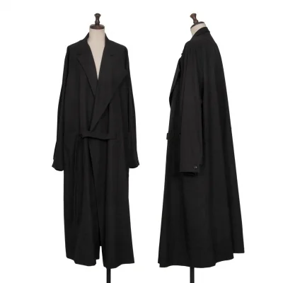 Y's Cotton Buttonless Drawstring Long Coat
