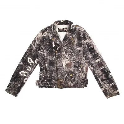 Jean-Paul GAULTIER Ethnic Printed Corduroy Biker Jacket