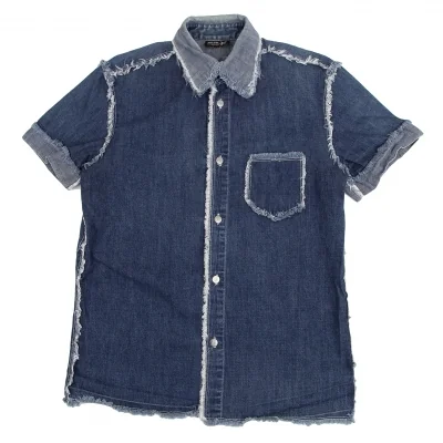 JPG Cut-off Switching Denim Short Sleeve Shirt