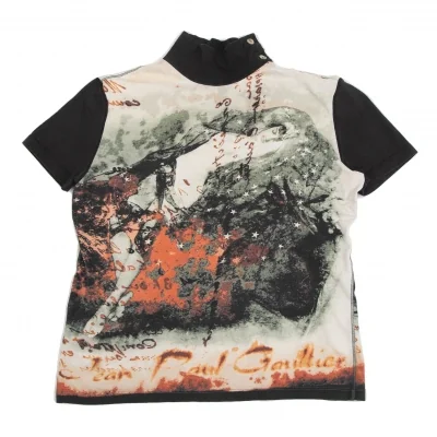 Jean-Paul GAULTIER HOMME Asymmetry Collar Printed T Shirt