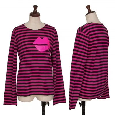 COMME des GARCONS Lip Print Striped Wool Top