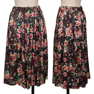 COMME des GARCONS Silk Floral Waist Drawstring Skirt