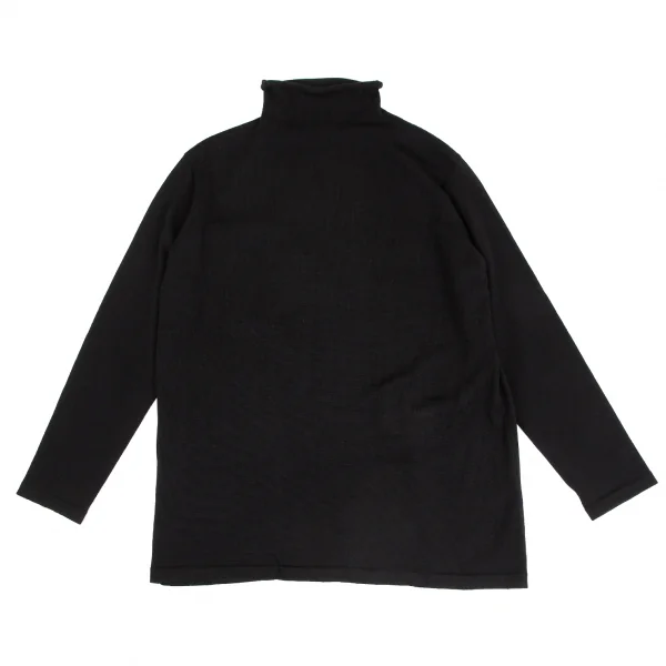 Y's for men Mock Neck Wool Knit Sweater Black S-M K-130001_001