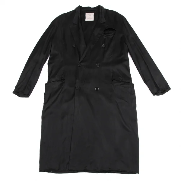 Yohji Yamamoto POUR HOMME Cupra Double Breasted Coat Black M K-130012_001