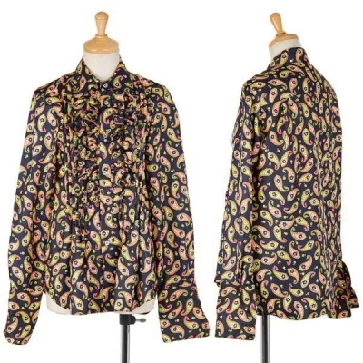 トリココムデギャルソンtricot COMME des GARCONS　ペイズリー小花柄カットオフフリルシャツ