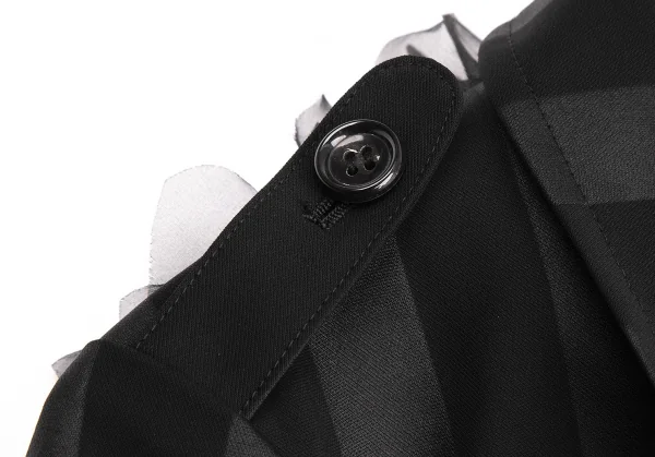 コムデギャルソンCOMME des GARCONS HaPPy RIBBON バックフリル装飾ストライプジャケット 黒S K-130203_005