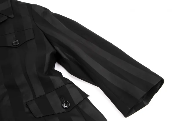 コムデギャルソンCOMME des GARCONS HaPPy RIBBON バックフリル装飾ストライプジャケット 黒S K-130203_007