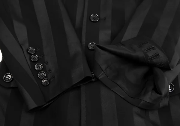 コムデギャルソンCOMME des GARCONS HaPPy RIBBON バックフリル装飾ストライプジャケット 黒S K-130203_008