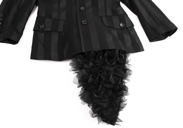 コムデギャルソンCOMME des GARCONS HaPPy RIBBON バックフリル装飾ストライプジャケット 黒S K-130203_009