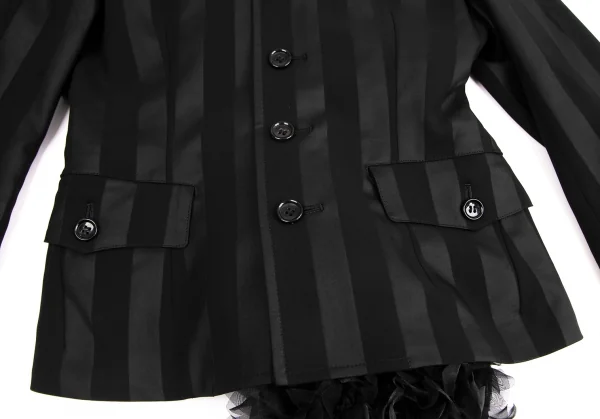 コムデギャルソンCOMME des GARCONS HaPPy RIBBON バックフリル装飾ストライプジャケット 黒S K-130203_010