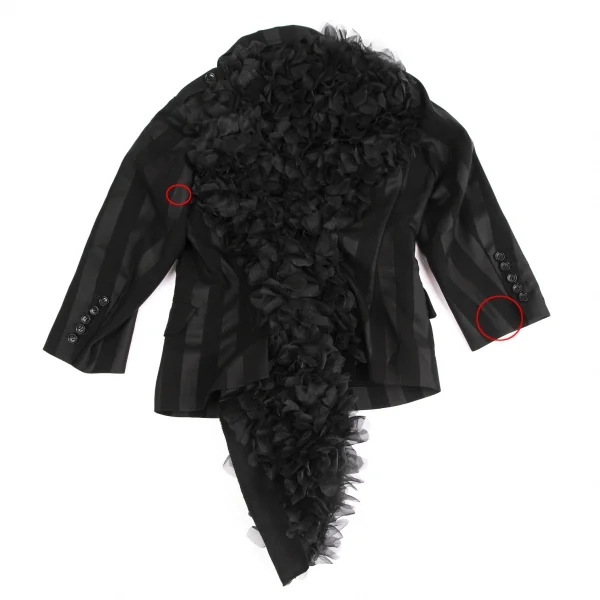 コムデギャルソンCOMME des GARCONS HaPPy RIBBON バックフリル装飾ストライプジャケット 黒S K-130203_013