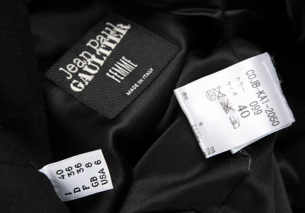 Jean-Paul GAULTIER FEMME Wool Nylon Belted Stand Collar Coat K-130416_020