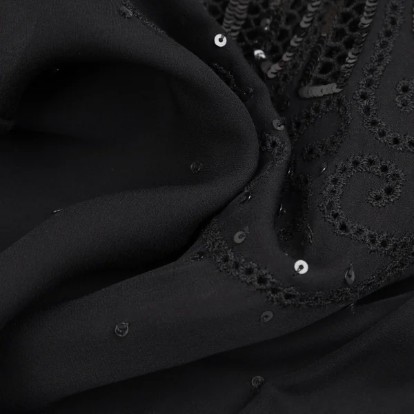 アルマーニ コレッツォーニ ARMANI COLLEZIONI スパンコールシルクノースリーブワンピース 黒38 K-130448_015