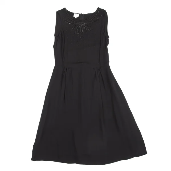アルマーニ コレッツォーニ ARMANI COLLEZIONI スパンコールシルクノースリーブワンピース 黒38 K-130448_002