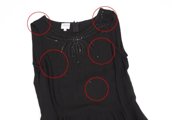 アルマーニ コレッツォーニ ARMANI COLLEZIONI スパンコールシルクノースリーブワンピース 黒38 K-130448_003