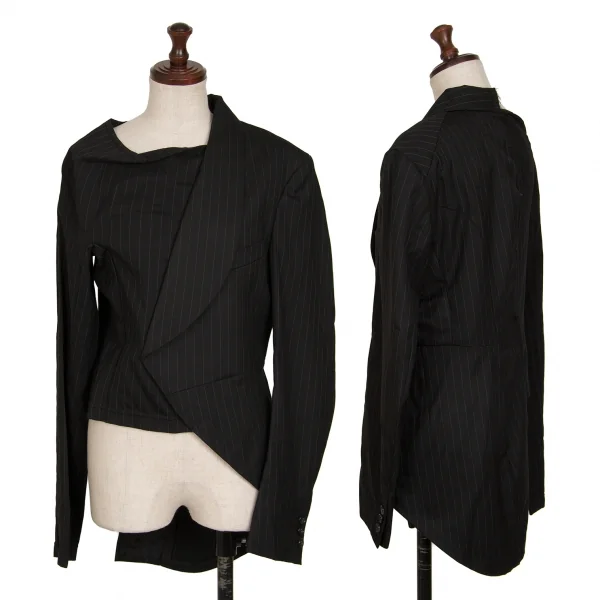 COMME des GARCONS Striped Asymmetry Pullover Jacket Black M K-130461_001