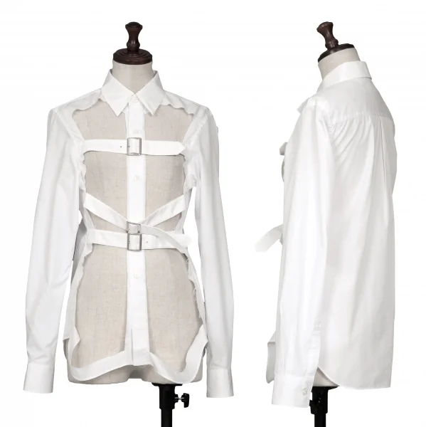 COMME des GARCONS Cutting Belted Long Sleeve Shirt White S K-130464_001