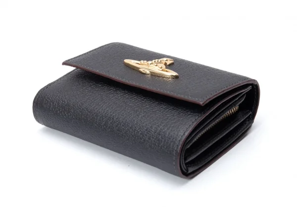 ヴィヴィアンウエストウッドVivienne Westwood EXECUTIVE オーブレザー二つ折り財布 黒 K-130483_004