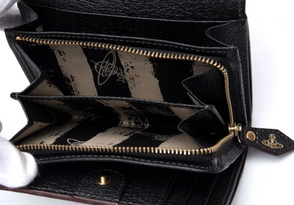 ヴィヴィアンウエストウッドVivienne Westwood EXECUTIVE オーブレザー二つ折り財布 黒 K-130483_007