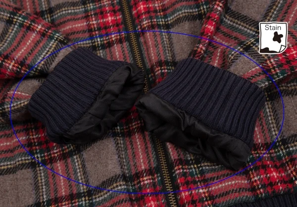 フレッドペリーFRED PERRY タータンチェックハイネックジャケット モカ赤他S K-130489_010