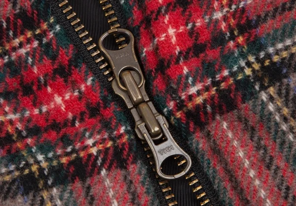 フレッドペリーFRED PERRY タータンチェックハイネックジャケット モカ赤他S K-130489_013