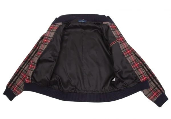 フレッドペリーFRED PERRY タータンチェックハイネックジャケット モカ赤他S K-130489_014