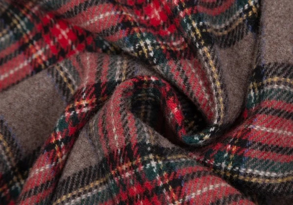 フレッドペリーFRED PERRY タータンチェックハイネックジャケット モカ赤他S K-130489_016