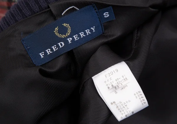 フレッドペリーFRED PERRY タータンチェックハイネックジャケット モカ赤他S K-130489_017
