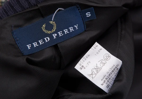 フレッドペリーFRED PERRY タータンチェックハイネックジャケット モカ赤他S K-130489_018
