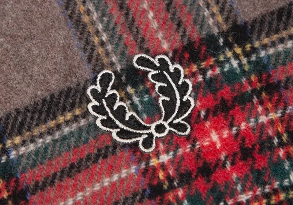 フレッドペリーFRED PERRY タータンチェックハイネックジャケット モカ赤他S K-130489_006