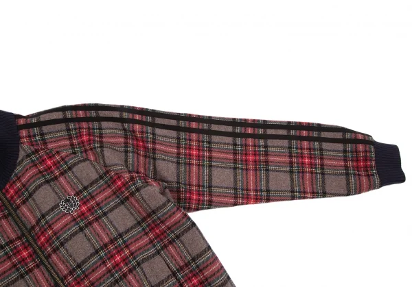 フレッドペリーFRED PERRY タータンチェックハイネックジャケット モカ赤他S K-130489_007