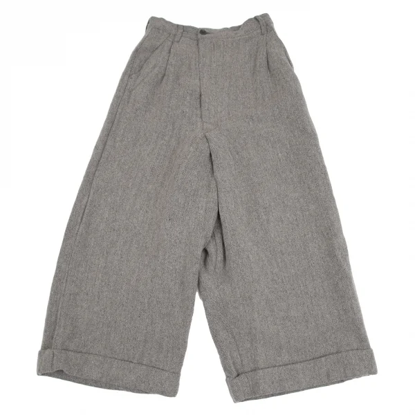 カバンドズッカCABANE de ZUCCA リネンウールヘリンボーンワイドパンツ グレーM K-130490_001
