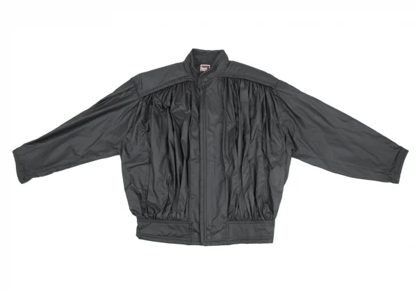 イッセイミヤケISSEY MIYAKE ギャザー切替中綿ジップブルゾン 黒