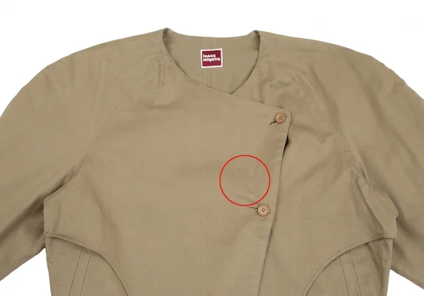 イッセイミヤケISSEY MIYAKE ノーカラーラグランスリーブジャケット ベージュM位 K-130560_003