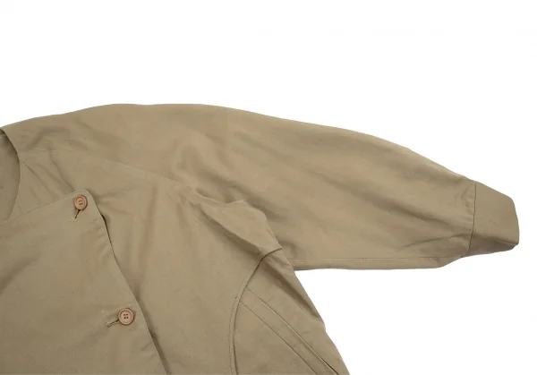 イッセイミヤケISSEY MIYAKE ノーカラーラグランスリーブジャケット ベージュM位 K-130560_007