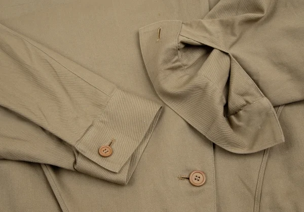 イッセイミヤケISSEY MIYAKE ノーカラーラグランスリーブジャケット ベージュM位 K-130560_008