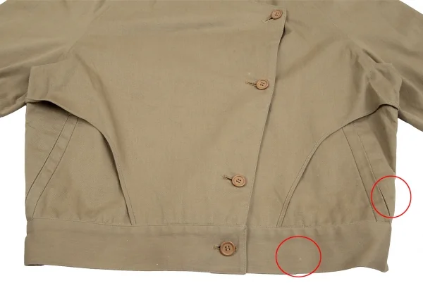 イッセイミヤケISSEY MIYAKE ノーカラーラグランスリーブジャケット ベージュM位 K-130560_009