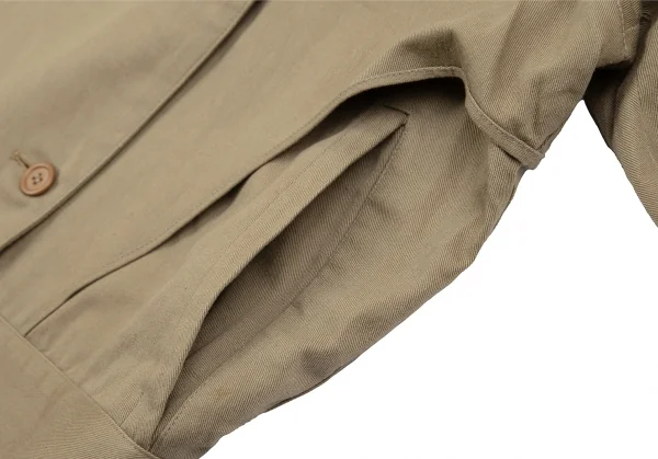 イッセイミヤケISSEY MIYAKE ノーカラーラグランスリーブジャケット ベージュM位 K-130560_012