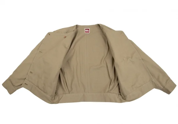 イッセイミヤケISSEY MIYAKE ノーカラーラグランスリーブジャケット ベージュM位 K-130560_014