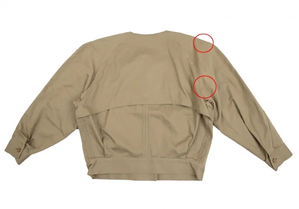 イッセイミヤケISSEY MIYAKE ノーカラーラグランスリーブジャケット ベージュM位 K-130560_015