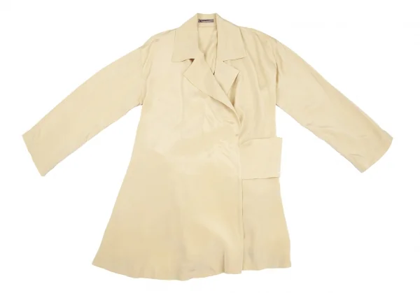 イッセイミヤケISSEY MIYAKEシルクカシュクールコート ベージュM K-130567_002