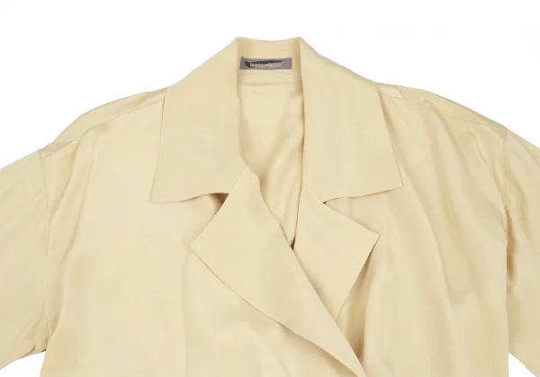 イッセイミヤケISSEY MIYAKEシルクカシュクールコート ベージュM K-130567_003