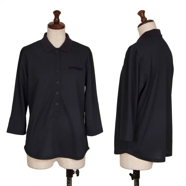 Mademoiselle NON NON Logo Embroidery Polo Shirt Navy 40L K-130658_001