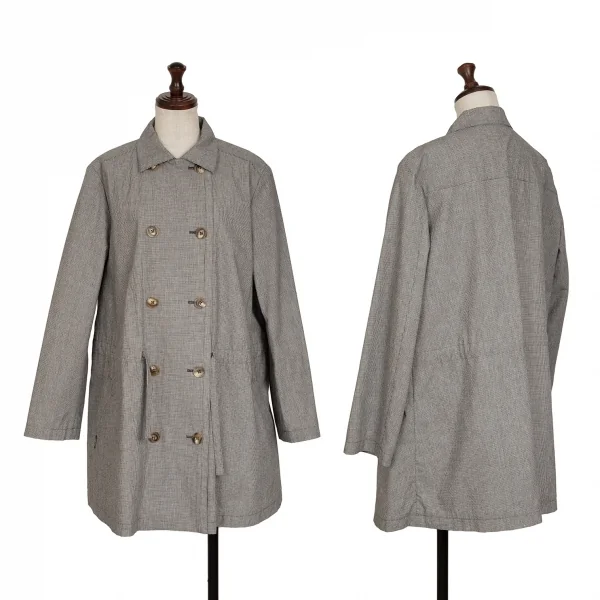 Mademoiselle NON NON Cotton Linen Houndstooth Coat White,Black M-L K-130666_001