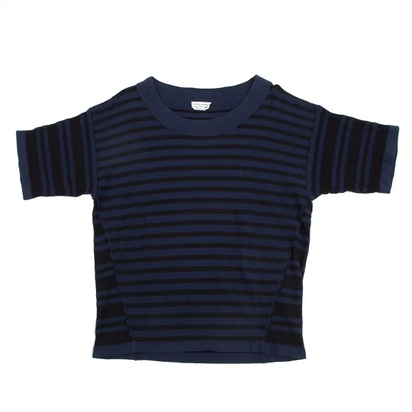 SONIA RYKIEL Cotton Switching Design Striped T Shirt Blue,Black S K-130684_001